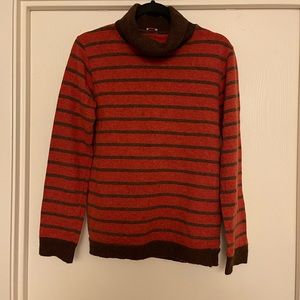 Vintage Orange Brown Striped Knit Turtleneck